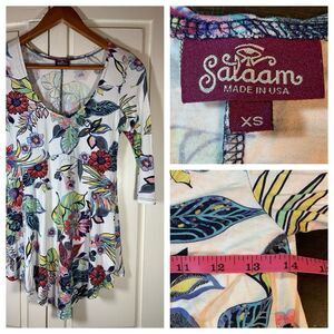 Salaam Top Women's XS Floral Bloomcore Coastal‎ Grandma Festival Hippie Stretch